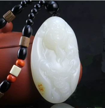 Xinjiang Hetian Jade Raw Stone God of Wealth Hand Piece Seed Material Mutton Fat White Jade Original Skin Color Jade Handle Piece Old Pit Material