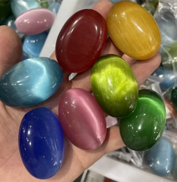 Sihai Jade Ware Ice-Grade Cat's Eye Stone Egg-Shaped Small Hand-Held Piece, Unpierced Colored Jade Play Piece, Small Ornament