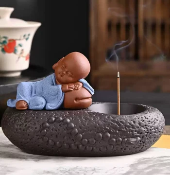 Creative Line Incense Stick Holder Incense Stand Incense Base Living Room Little Monk Ceramic Incense Burner Home Indoor Aromatherapy Furnace Unique Small Ornament