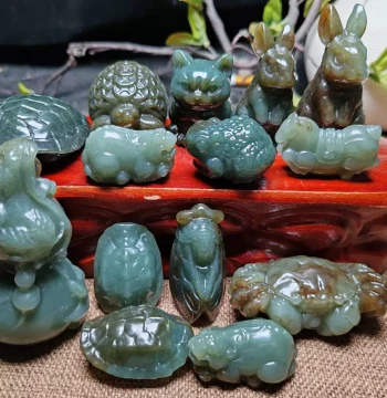 Xinjiang Hetian Jade Turtle Shell Dragon Turtle Rabbit Gourd Horse Crab Cicada Frog Toad Pixiu Pendant Handle Piece