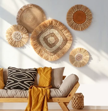 Nordic Ins Style Handmade Raffia Grass Weaving Wall Decor - Living Room Bedroom Wall Hanging Ornament Soft Furnishing Home Decor