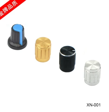 Audio Chassis Volume Knob Aluminum Potentiometer Switch Cap in Black, Silver, Gold, or Plastic