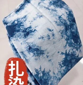 Cotton Tie-Dye Fabric Handmade Indigo Striped Cloth