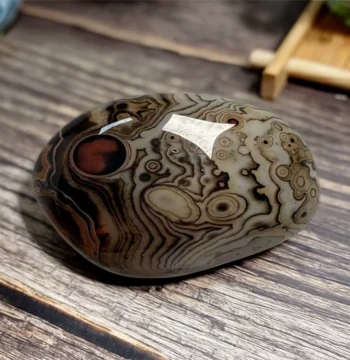 A10 Natural Light Luxury Colorful Banded Agate Raw Stone - Rain Flower Stone Figurine for Bathtub Display or Hand-Held Ornament