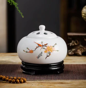 Timer & Temperature-Controlled Electronic Aromatherapy Burner, Sandalwood Stove, Ceramic Ornament, Household Zen Indoor Plug-in Incense Furnace for Agarwood