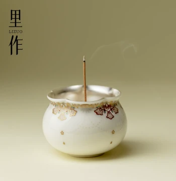 Lizuo Ceramic Silver-Gilded Incense Stick Burner High-End Exquisite Stick Coil Incense Burner Indoor Home Agarwood Incense Holder