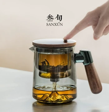 Sanxun Glass Elegant Cup Tea Pot Tea-Water Separation Lazy Person Gadget Home Luxury High-End Kung Fu Tea Set