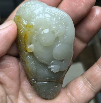 Xinjiang Hetian Jade Seed Material Single Seed Jin Hui Dui Pixiu Pendant, Hand Piece, Hanging Ornament, Waist Accessory