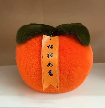 Cute Imitation Rex Rabbit Fur Persimmon Plush Persimmon Everything Goes Well Doll Toy Decorative Pillow Ornament Birthday Gift