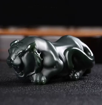 Hetian Jade Tiger Hand Piece Zodiac Tiger Plaything Xinjiang Jade Vigorous Tiger Cultural Play Jade Ornament with Certificate
