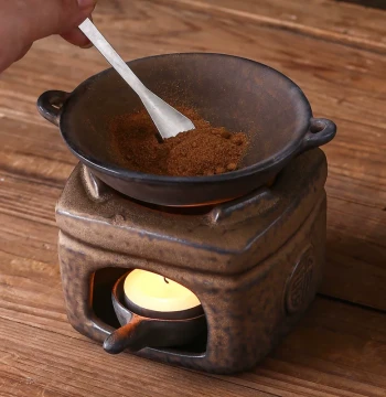 Candle Warmer Incense Burner, Home Ceramic Aromatherapy Furnace for Agarwood, Sandalwood, Tea Leaves, Essential Oils, Coffee Grounds, Antique Style Dry Heating