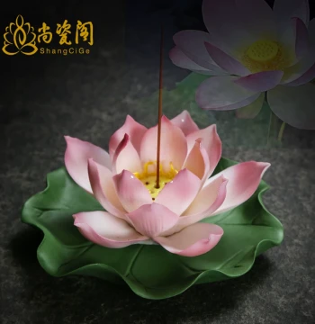 Dehua White Porcelain Hand-Sculpted Ceramic Flower, Lotus, Peony Incense Holder, Incense Burner, Stick Incense Stand, Aromatherapy, Home Ornament