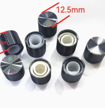 Premium Black Aluminum Alloy Knob Cap for 12.5*11 and 11*10 Potentiometers, Encoder Switches, Splined/Semi-Shaft