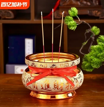 Household Indoor Ceramic Incense Bowl for Buddha Worship, God of Wealth Censer, Various Sizes Incense Stick Holder, Buddha Supplies Incense Burner