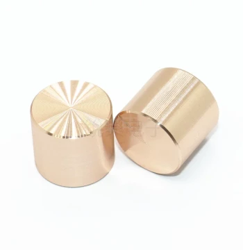 Aluminum Knob 15x13 Gold Semi-Shaft Spline 6mm Potentiometer for Audio, Metal Exterior with Plastic Interior