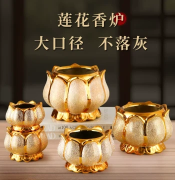 Ceramic Lotus Incense Burner for Home Indoor Use Buddha Guanyin Immortal Daoist Offering Incense Holder Bowl Buddhist Decor