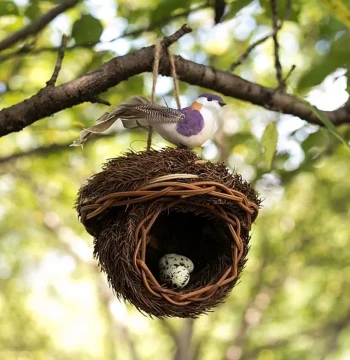 Bird Nest Bird House Small Bird Supplies Birdcage Handmade Woven Grass Outdoor Pastoral Style Simulation Decoration Agritainment Pendant