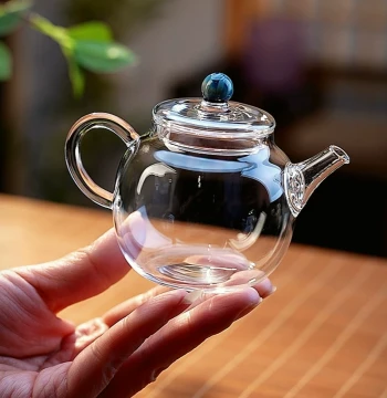 Light Luxury Glass Teapot Home Heat-Resistant Small Transparent Mini Pure Handmade Flower Tea Pot with Filter Small Pot
