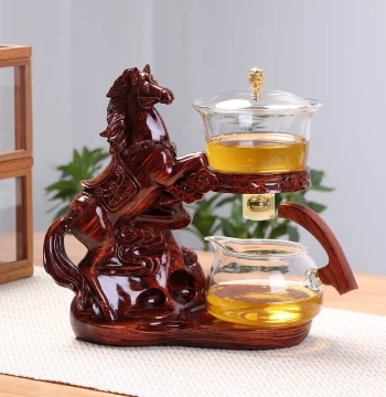 Success Arrives Horse Tea Set Home Heat-Resistant Glass Lazy Tea Brewer Creative Chinese Living Room Magnetic Teapot
