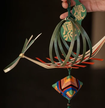 Wang's Creation Dragon Boat Festival Bamboo Woven Door Hanging Decoration Housewarming Setup Handmade DIY Material Kit Dragon Boat Hanging Ornament Gift