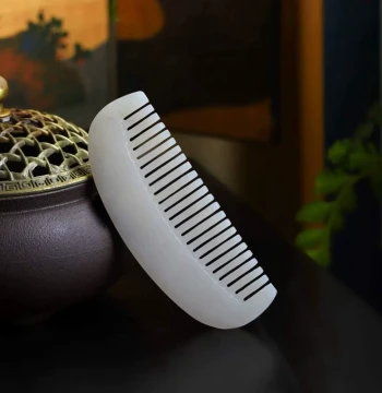 Natural Xinjiang Hetian Jade Factory Store Qinghai Material Old Material Simple Style Jade Plain Surface Jade Comb Hand Piece