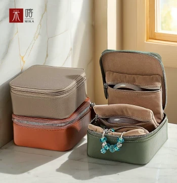 Mikabi Tourmaline Bangle Storage Box - Velvet Travel Case for Jade, Beeswax, Cultural Play Beads, and Jewelry