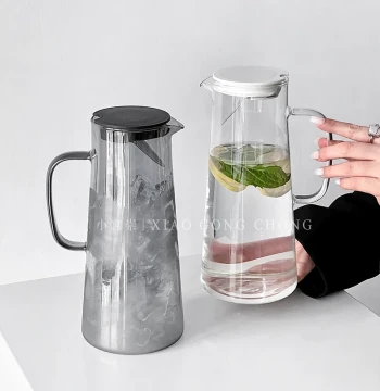 Premium Feel Cold Water Pitcher High-Temperature Resistant Glass Jug Light Luxury Large Capacity Tea Pot Home Living Room Fruit Tea Pitcher Carafe