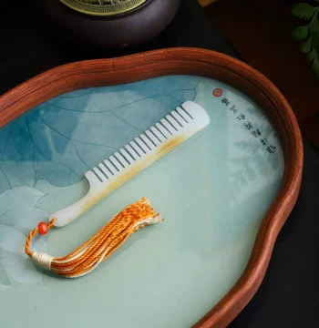 Natural Xinjiang Hetian Jade Jewelry Factory Store Russian Material Old Material Sugar Swirl Simple Plain Surface Jade Comb Handle Piece