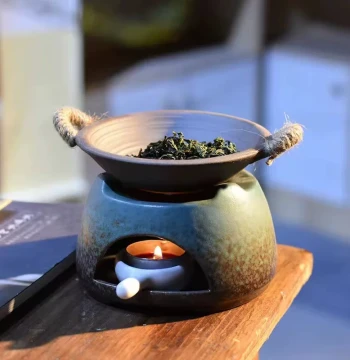 Japanese Ceramic Incense Burner Dry-Heating Aroma Enhancer Home Niche Premium Plant Incense Long-Lasting Tea Roasting and Warming Stove