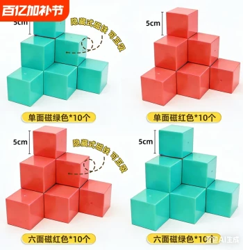 5cm Six-Sided Magnetic Cube Teaching Aid Rectangular Prism Building Blocks Elementary School Grade 3-5 Geometry Model Object Observation 2cm Cube Solid Math Magnetic Attraction Magnet Teaching Strong Magnet