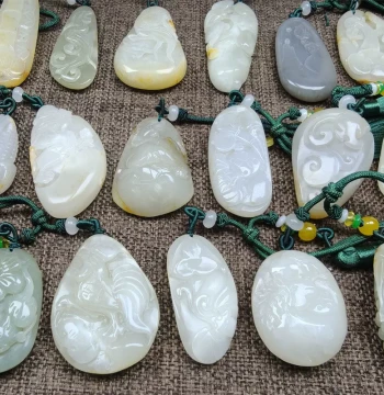 Xinjiang Hetian Jade Qinghai Mountain Material Green-White Jade Raw Stone Hand-Carved Hand Piece Pendant Authentic Nationwide Verification Supported