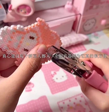 Perler Beads Hole Puncher, Specialized Punching Machine for Beads, DIY Keychain Ring Buckle, Metal Accessories Material Kit