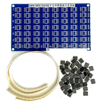 SMD Component Soldering Practice Board Kit with SOP8 Chips, 0805/0603 PCB for Electronics DIY and Skill Training