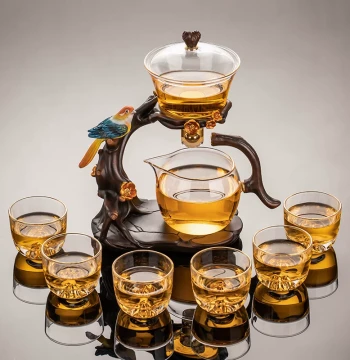 2026 New Glass Automatic Tea Set, Home Light Luxury High-End Teacup with Magnetic Teapot, Lazy Person's Tea Brewing Artifact