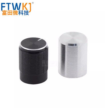 Aluminum Alloy Potentiometer Knob Silver/Black 13*17mm 5MM Splined Shaft Volume Control Knob Cap