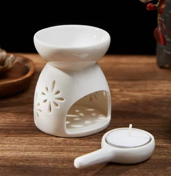 Small Ceramic Aromatherapy Burner for Indoor Use - Vintage Style Candle Aroma Lamp for Home, Bedroom; Prevents Dry Burning of Essential Oils