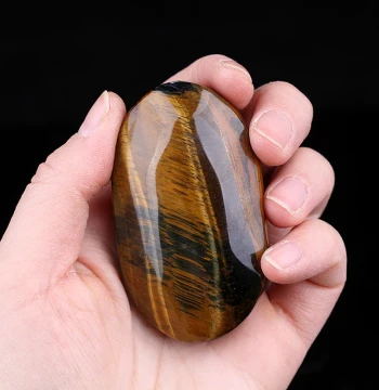 Natural Tiger's Eye Hand Piece Crystal Raw Stone Jade Cat's Eye Ore Body Plaything Cultural Play Stone Gift Ornament