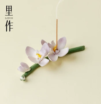Lizuo Intangible Cultural Heritage Ceramic Incense Holder Base, Creative Hand-Sculpted Flower Stick Incense Burner, Home Decor Ornament
