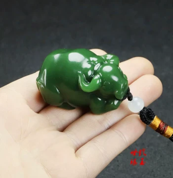 Natural Hetian Jade Jasper Ox Handle Piece, Twisting Fortune Zodiac Ox Pendant, Collectible Jade Ornament
