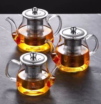 Glass Teapot for Brewing, Tea-Water Filtering, Office and Home Use, Thickened Tea Set, Heat-Resistant, High-Temperature Boiling Kettle, Water Pitcher