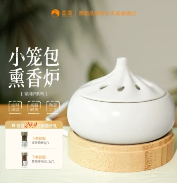 Xiaolongbao Ceramic Electric Incense Burner with Timer and Temperature Control, Matte White Agarwood Sandalwood Incense Pellets/Powder for Home Use by Youyuan