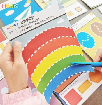 Children's Paper Cutting Handmade DIY Kindergarten Starter Kit for Age 3, Educational Focus Training Material Set with Cut-and-Paste Patterns