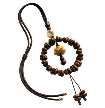 Bodhi Wealth-Cat Car Hanging Ornament Handmade Strung Natural Coffee Beans Car Interior Decoration Car Hanging Ornament Premium Exquisite