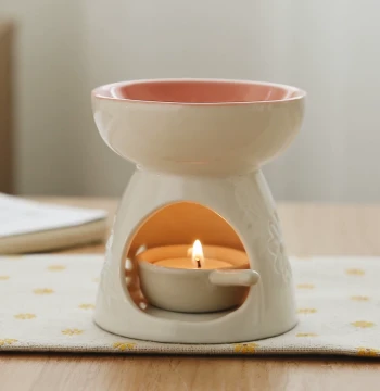 Candle Ceramic Essential Oil Aromatherapy Lamp, Large Capacity Home Fragrance Furnace, Sleep Aid Light, Romantic Bedroom Candle Lamp for Beauty Salons