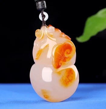 Chalcedony Gourd Hand Piece, Agate Raw Stone with Clever Coloring, Fu Lu Ru Yi Play Piece, Men's Jade Wenwan Hand Toy