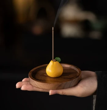 [Blessing for Peace] Ceramic Pomelo Stick Incense Holder and Base, Home High-End Desktop Aromatherapy Furnace for Vertical Incense