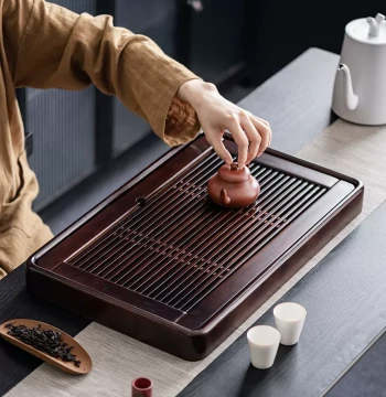 2026 New Arrival Home Small Solid Wood Rectangular Dry Brew Tea Station, Premium Water-Storing Coffee Table for Single Person Use