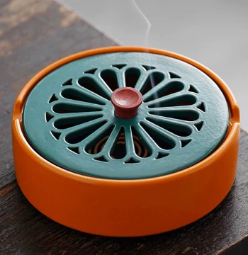 Creative Large Ceramic Mosquito Coil Burner Suitable for Moxibustion Cones, Mugwort Sticks, Sandalwood Boxes, Stick Incense Holders, and Coil Incense Burners – Ideal Home Indoor Decor