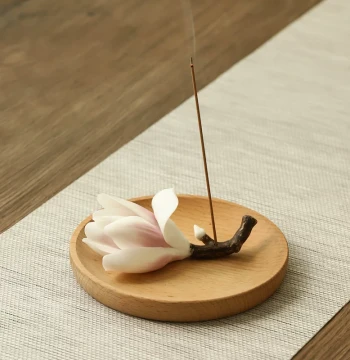 Magnolia Flower Incense Stick Holder Handmade Ceramic Pinched Flower Incense Stand Zen Incense Burner Home Sandalwood Agarwood Burner Purple Red White Yellow