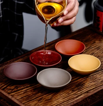 Qianjun Yixing Purple Clay Conical Cup – Pure Handmade Master Tasting Cup, Multi-Color Set for Kung Fu Tea